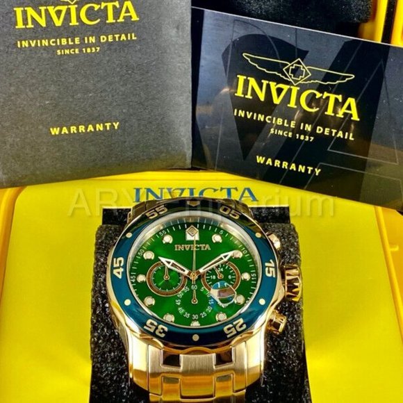 NEW Invicta 0075 Pro Diver SCUBA CLASSIC 48MM Green Dial Chronograph Watch - Picture 7 of 10